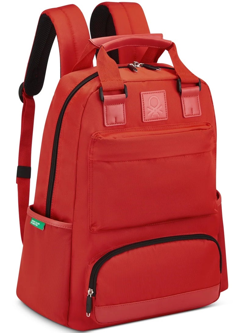 UNITED COLORS OF BENETTON Color Block Tote 15.6" Softside Laptop Backpack - Red - Image 2